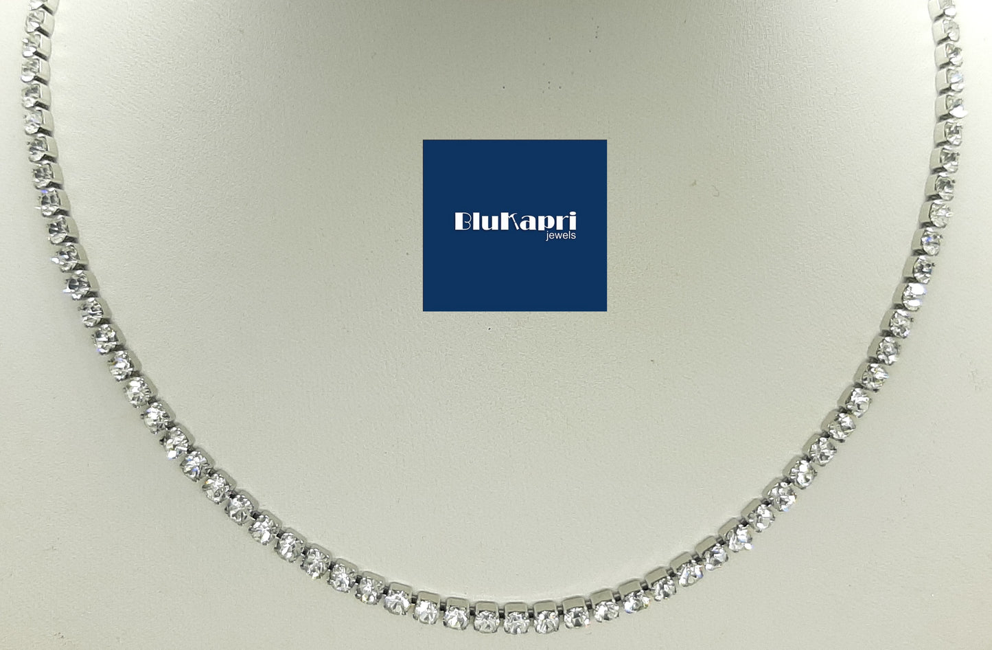 Collana tennis uomo donna in acciaio 45 cm