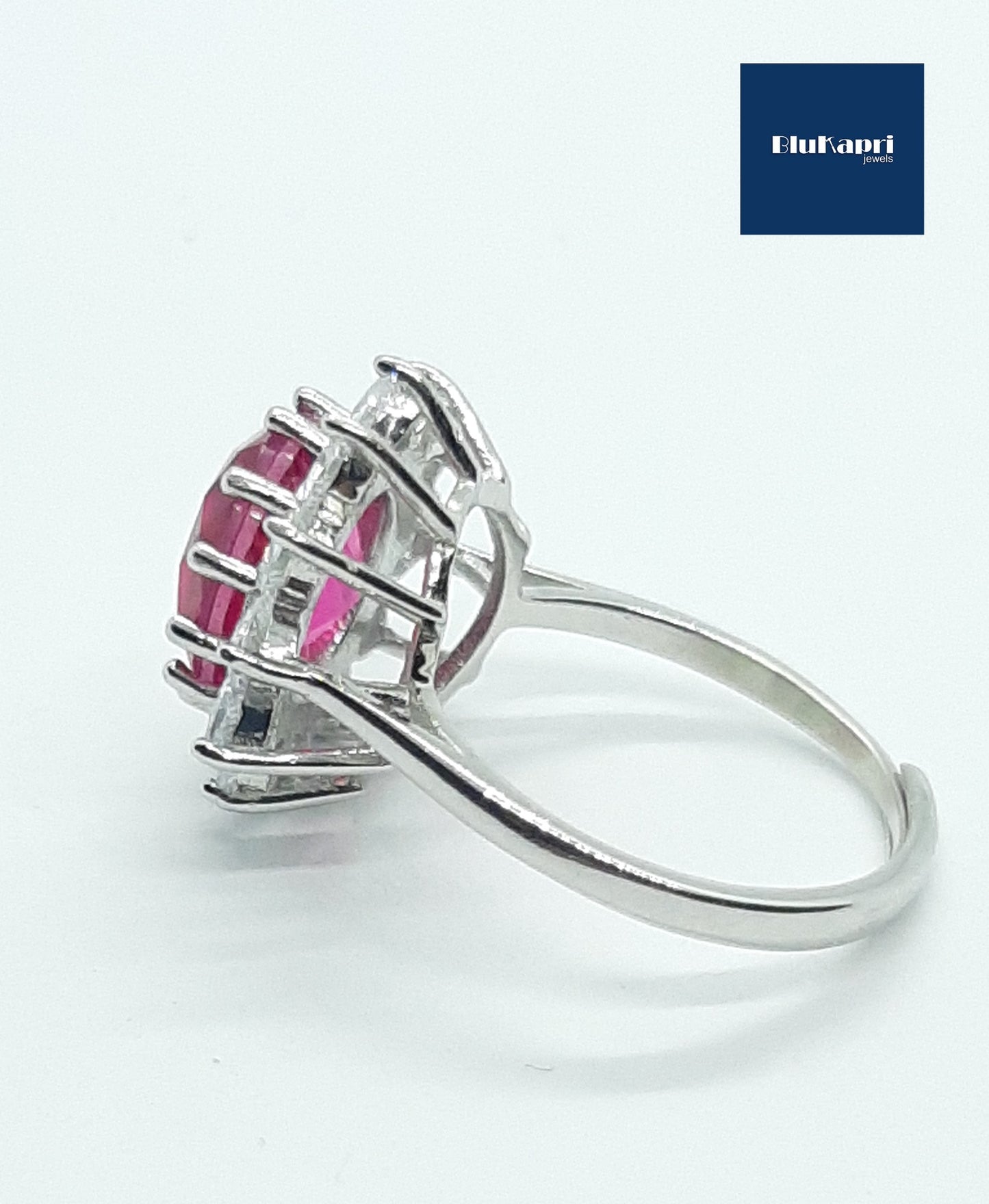 Anello donna gioiello fucsia con zirconi bianchi