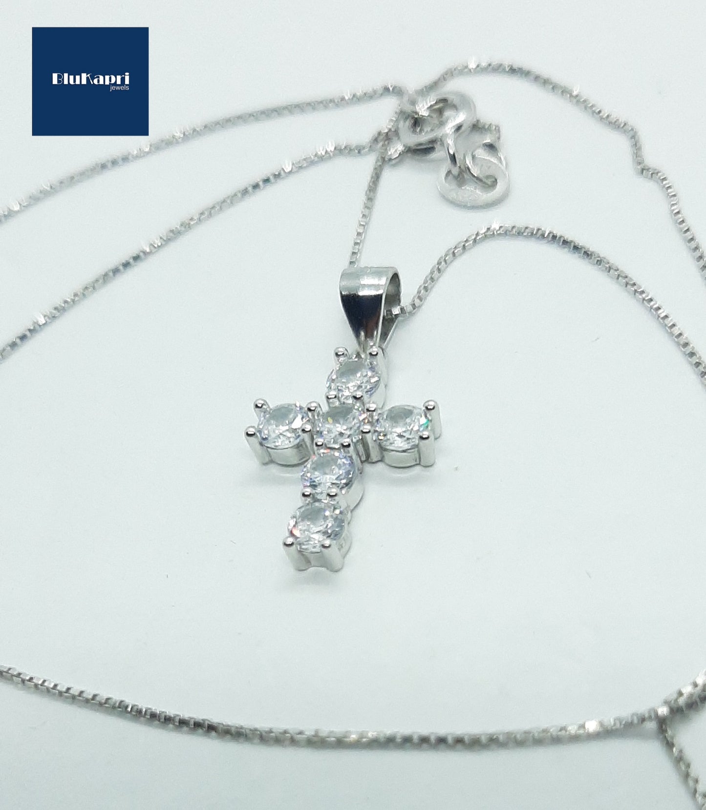 Collana croce zirconi bianchi