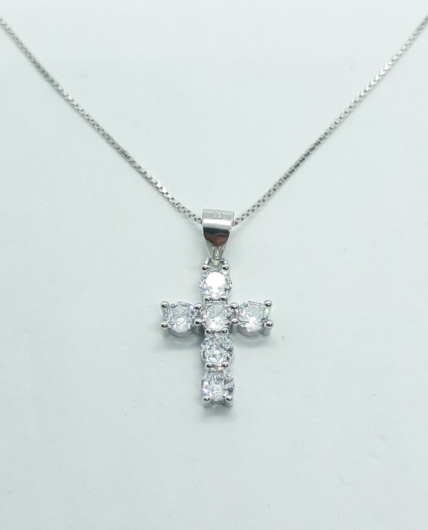 Collana croce zirconi bianchi