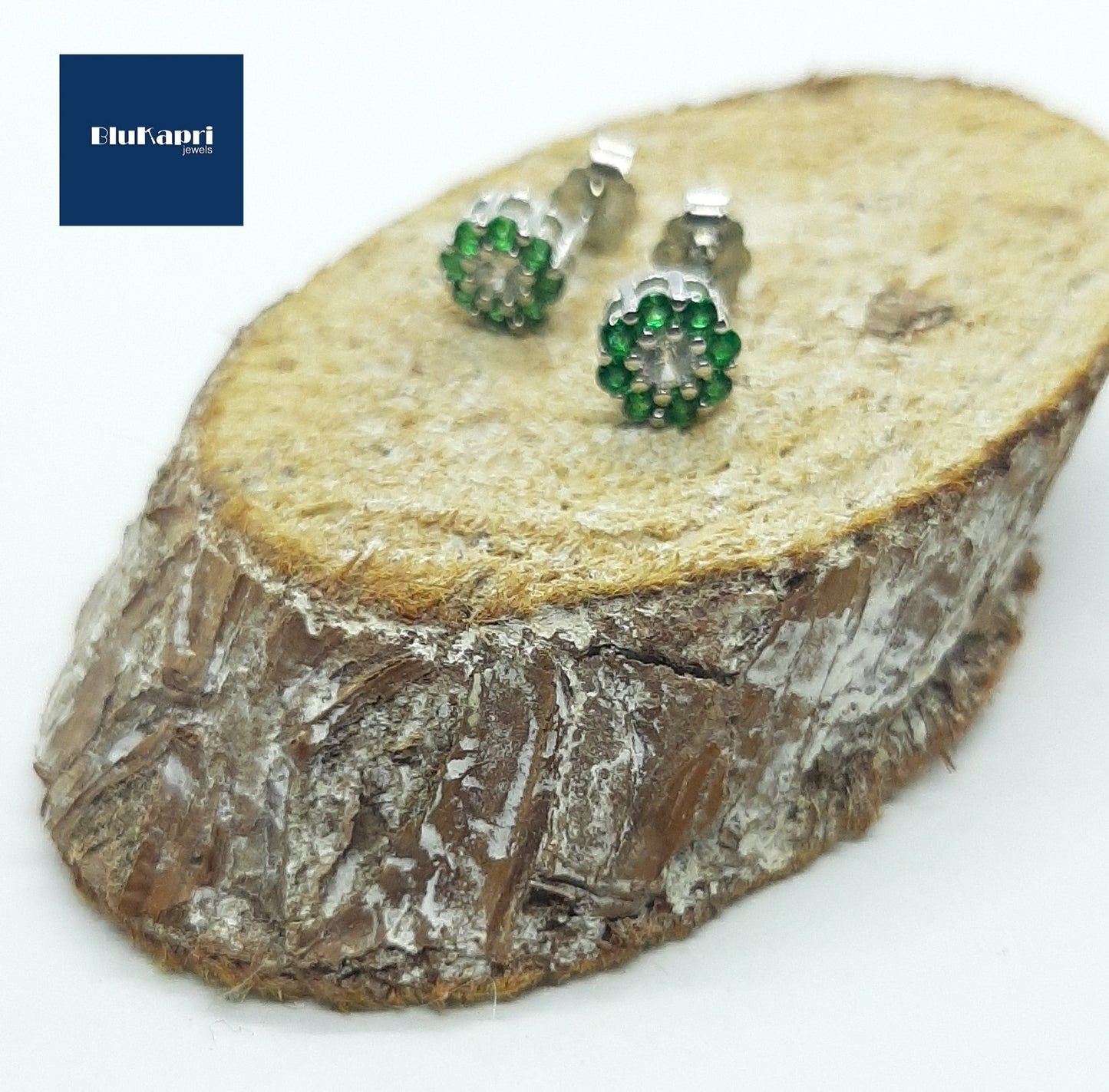 SET DONNA IN ARGENTO CIONDOLO ORECCHINI ED ANELLO ZIRCONI BIANCHI E VERDE