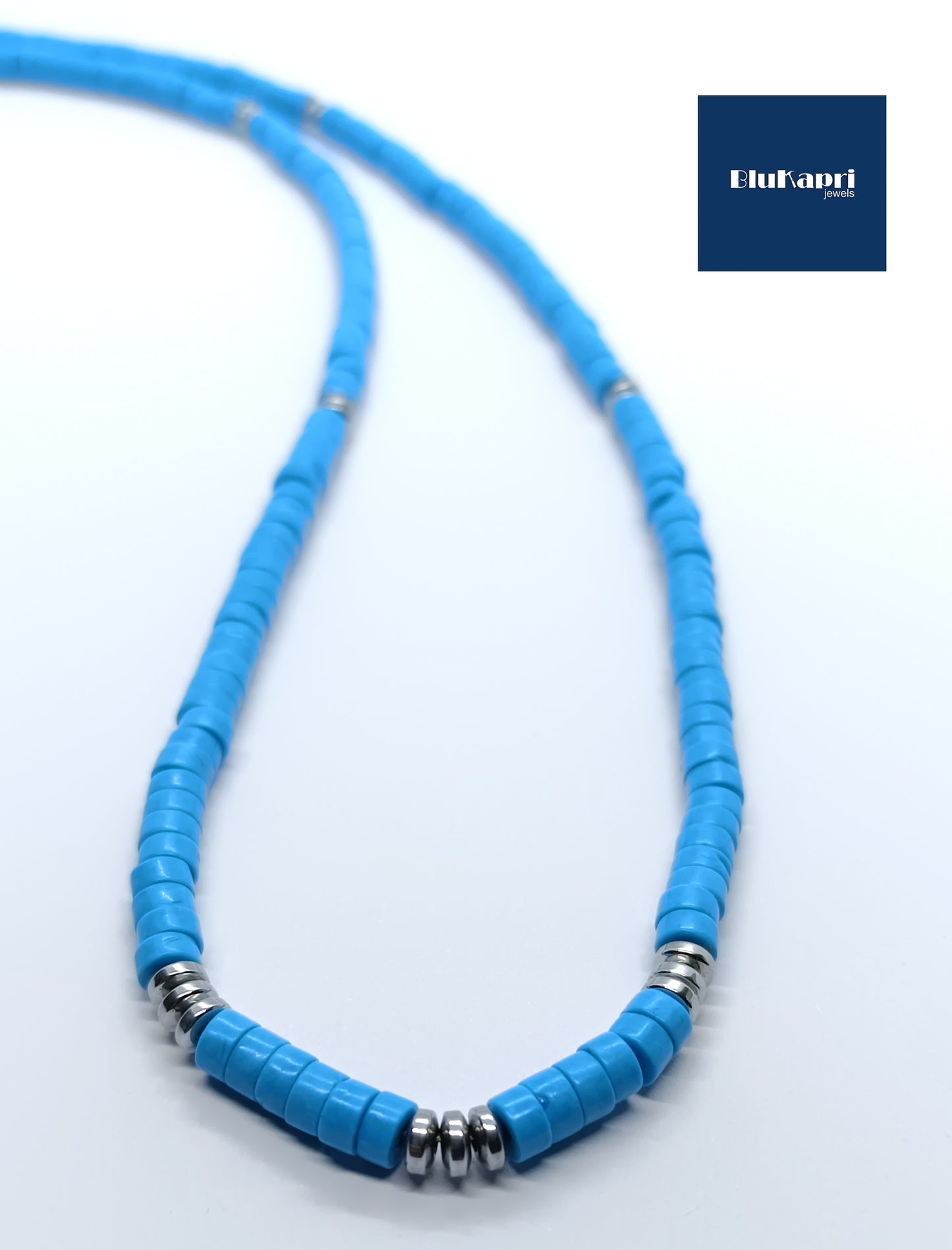 Collana artigianale uomo turchese naturale 4,5 mm