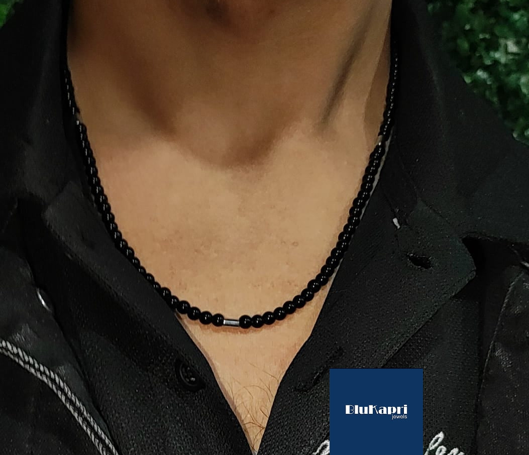 Collana uomo agata nera