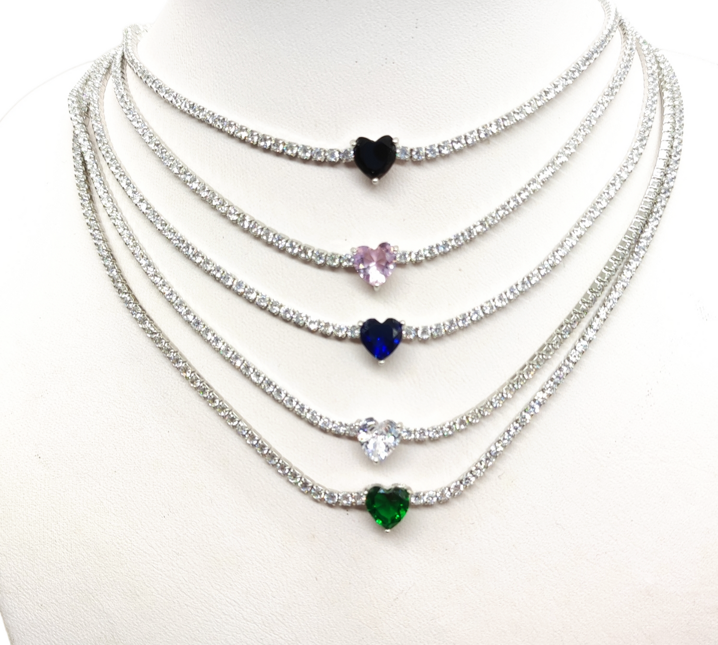 collana choker tennis cuore