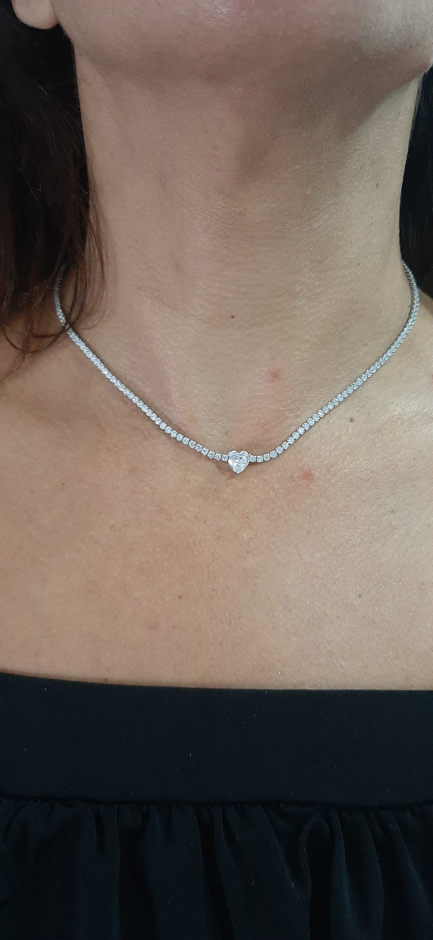 Collana Choker tennis cuore bianco