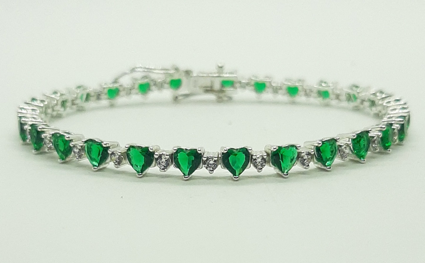 Bracciale donna cuori verde zirconi