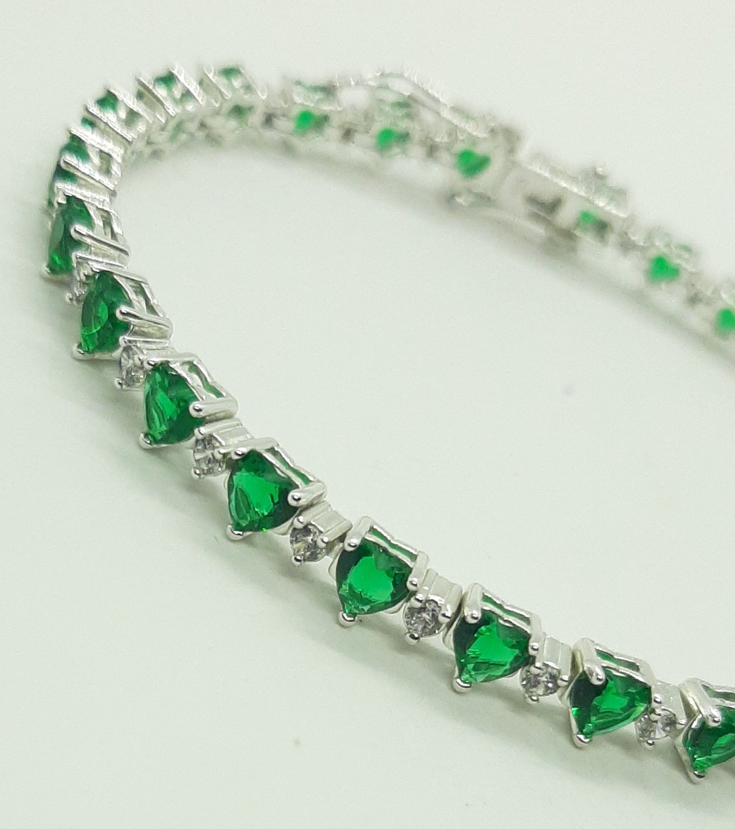 Bracciale donna cuori verde zirconi