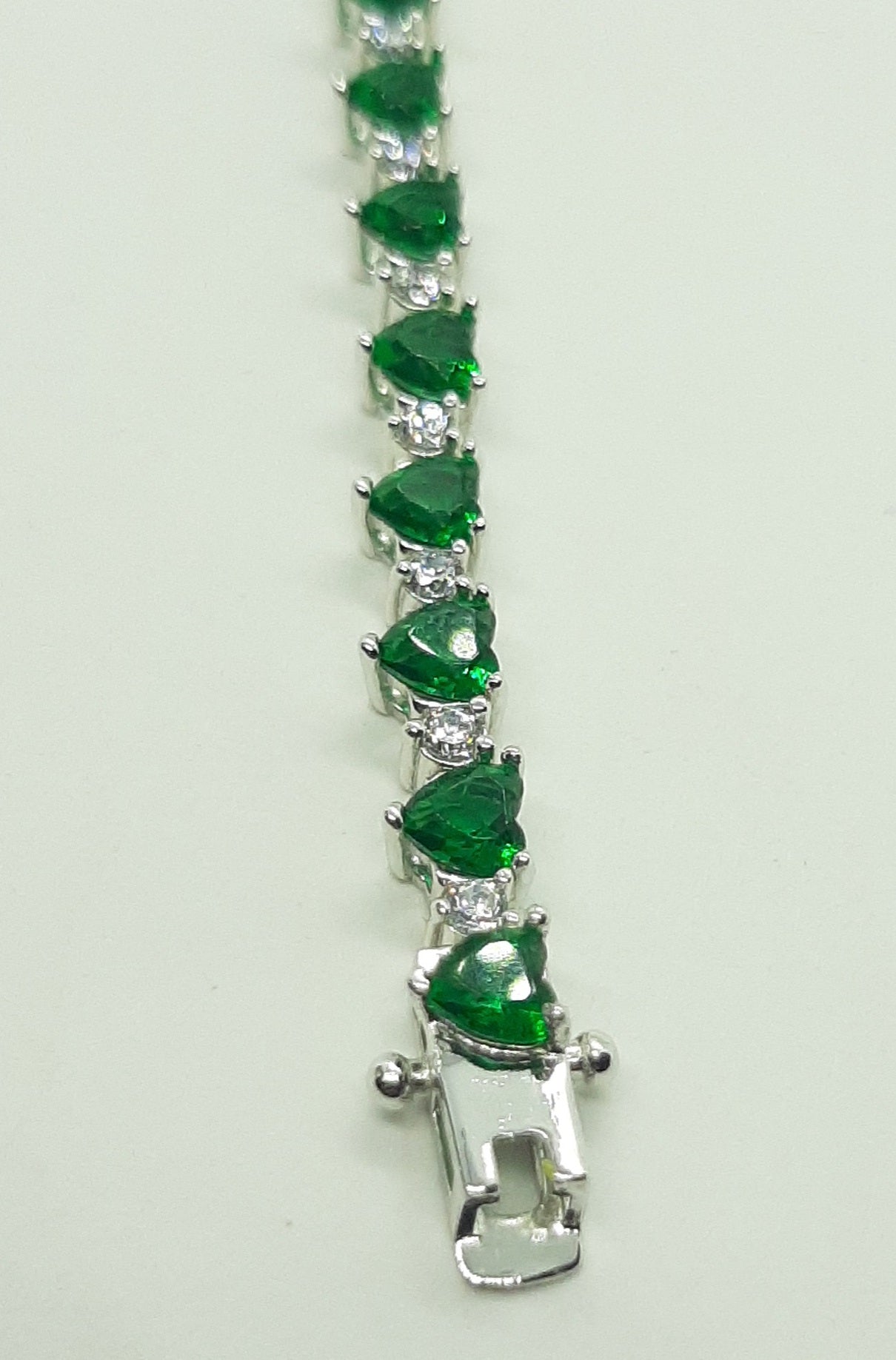Bracciale donna cuori verde zirconi