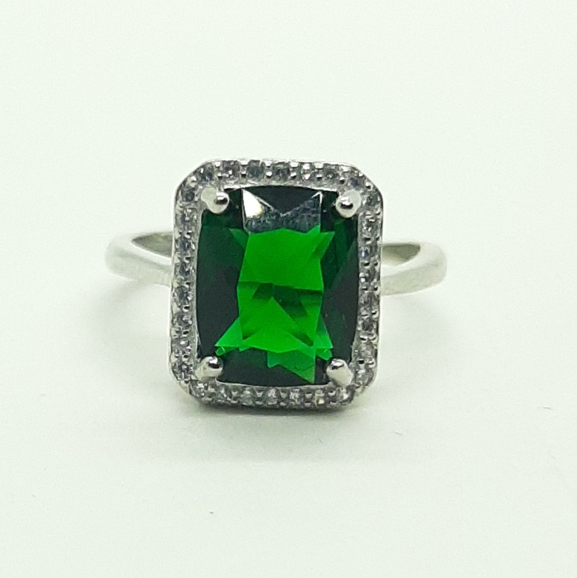 Anello donna rettangolo zirconi verde