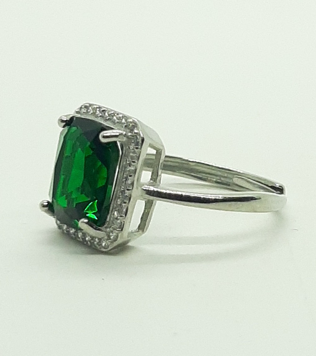 Anello donna rettangolo zirconi verde
