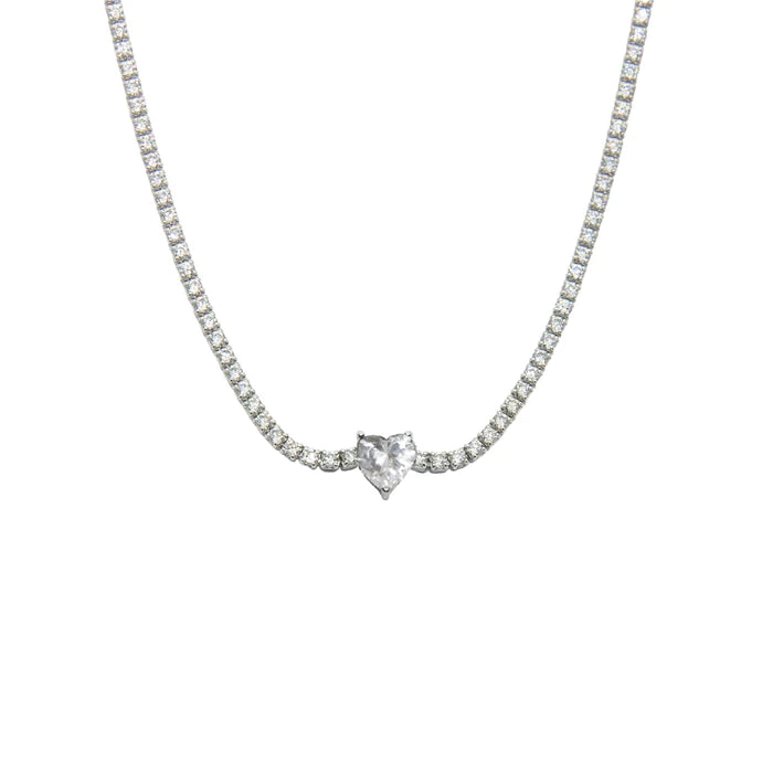 Collana Choker tennis cuore bianco