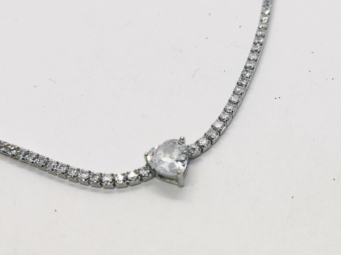 Collana Choker tennis cuore bianco
