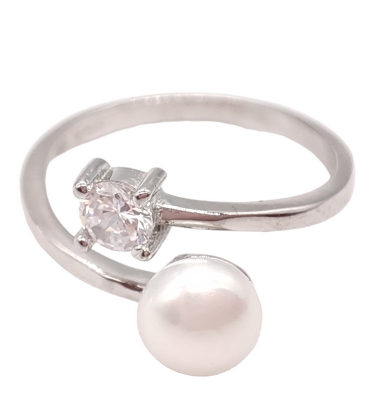 anello solitario con perla