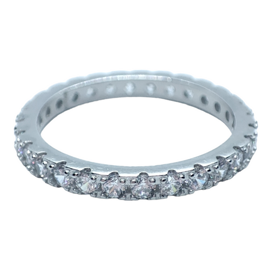 Anello veretta  zirconi bianchi