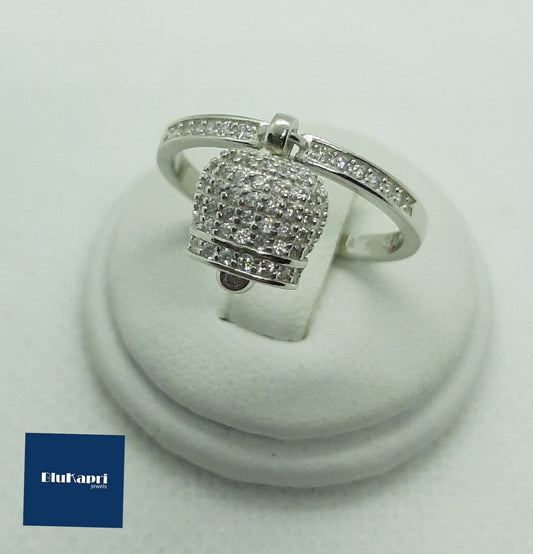 Anello donna in argento campanella zirconi bianchi