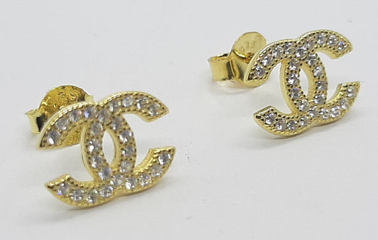 orecchini argento bagno oro giallo zirconi