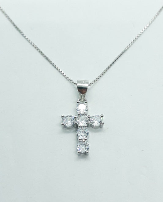 Collana croce zirconi bianchi