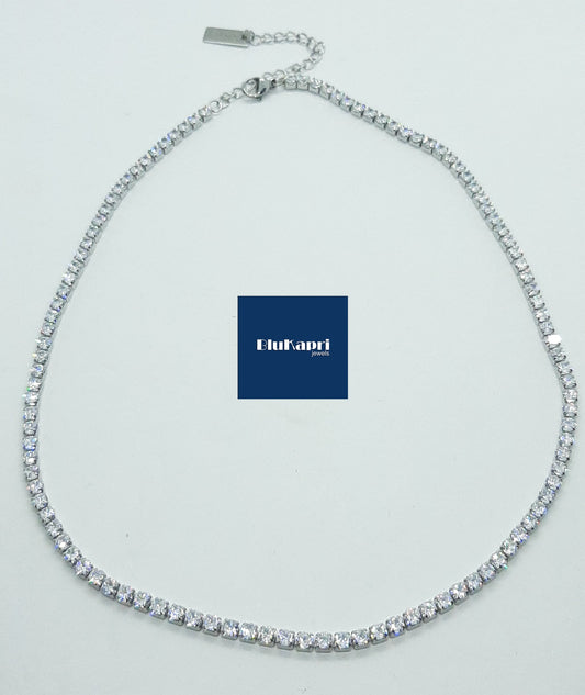 Collana tennis uomo donna in acciaio 45 cm