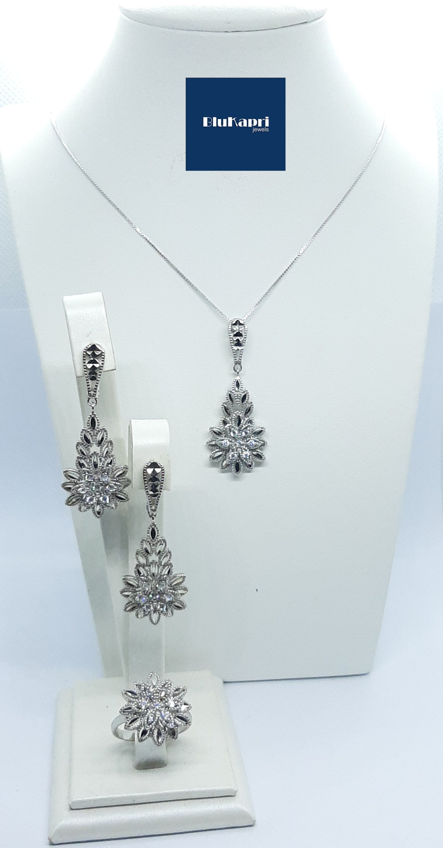SET DA DONNA vintage collana ciondolo orecchini + anello