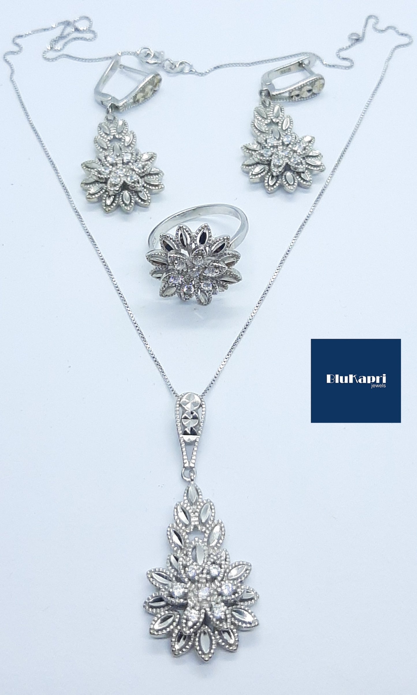 SET DA DONNA vintage collana ciondolo orecchini + anello