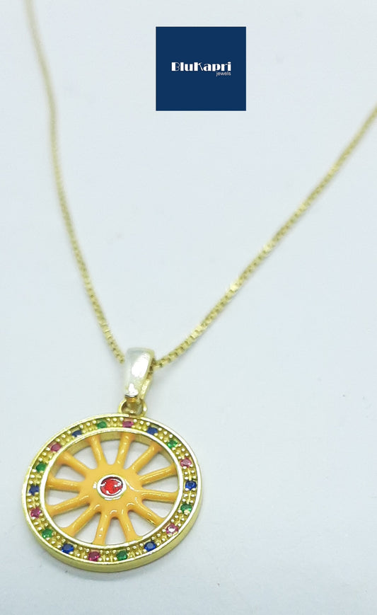Ciondolo ruota carretto siciliano argento smalto