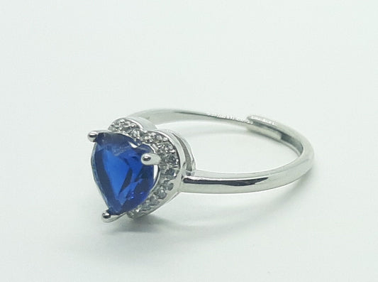 Anello zirconi cuore blu