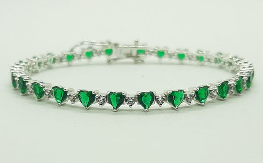 Bracciale donna cuori verde zirconi