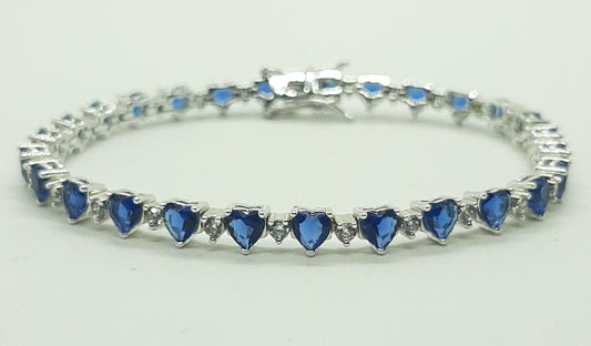 Bracciale donna cuori zirconi blu