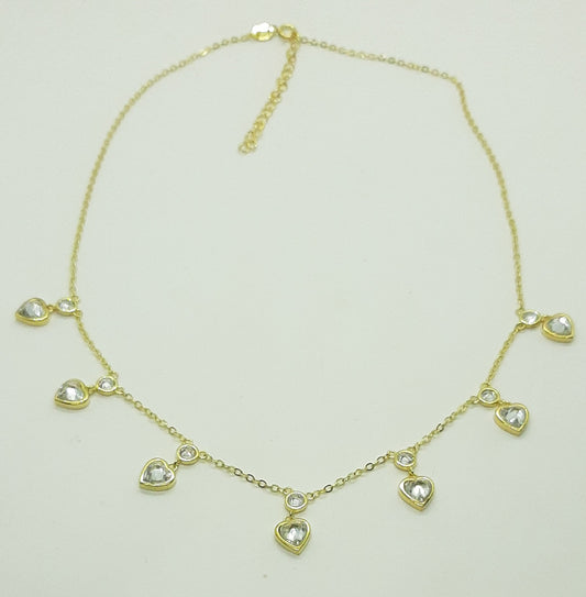 collana donna argento dorato cuori