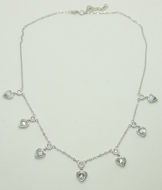 Collana donna argento bianco cuori