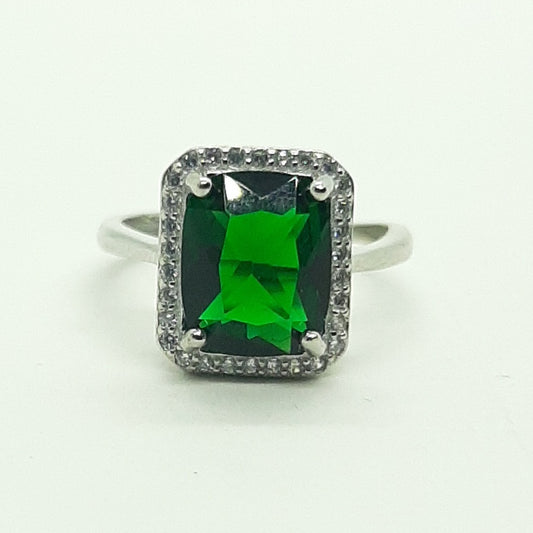 Anello donna rettangolo zirconi verde
