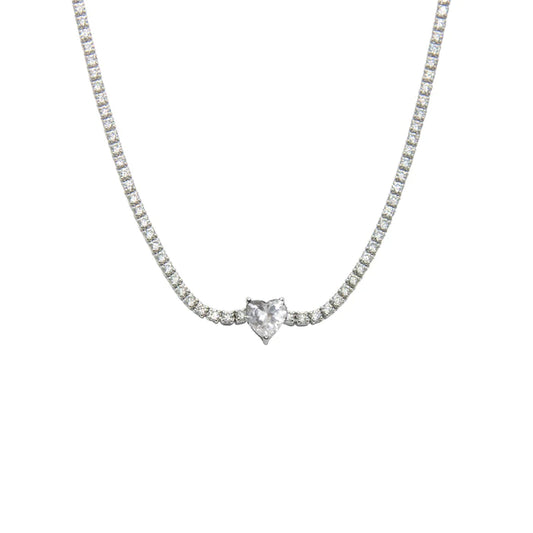 Collana Choker tennis cuore bianco