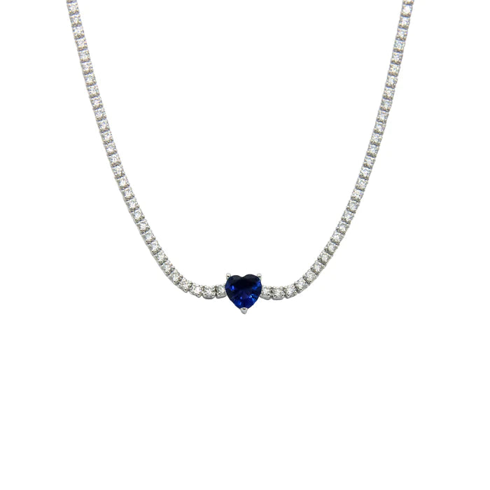 Collana Choker tennis cuore blu