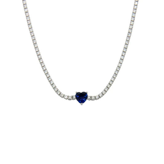 Collana Choker tennis cuore blu